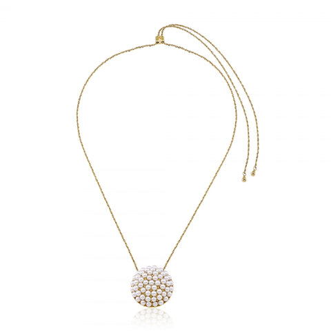 Majorica - Gold Plated Steel Pearl Cluster Necklace #6139327