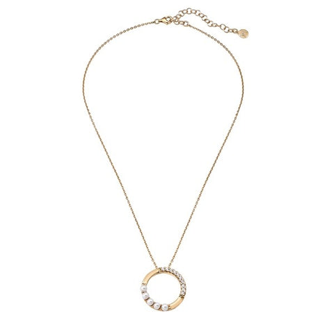 Majorica - Open Circle Pendant In Gold Plated Silver with CZ & pearls #6139334
