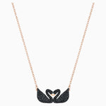 Swarovski - Iconic Swan Necklace, Black, Rose-gold tone plated #6126268