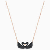 Swarovski - Iconic Swan Necklace, Black, Rose-gold tone plated #6126268