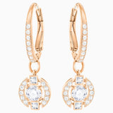Swarovski - Sparkling Dance Round Pierced Earrings, White, Rose-gold tone plated #6135782