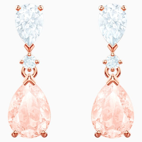Swarovski - Vintage Pierced Earrings, Pink, Rose-gold tone plated #6139727